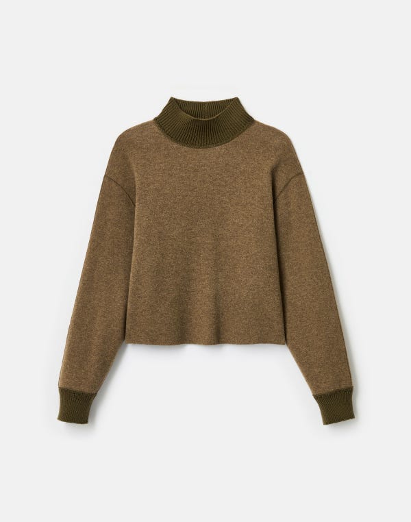 Lafayette148 Wool-Cashmere Double Face Jersey Reversible Top
