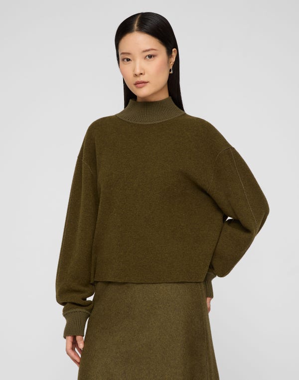 Lafayette148 Wool-Cashmere Double Face Jersey Reversible Top