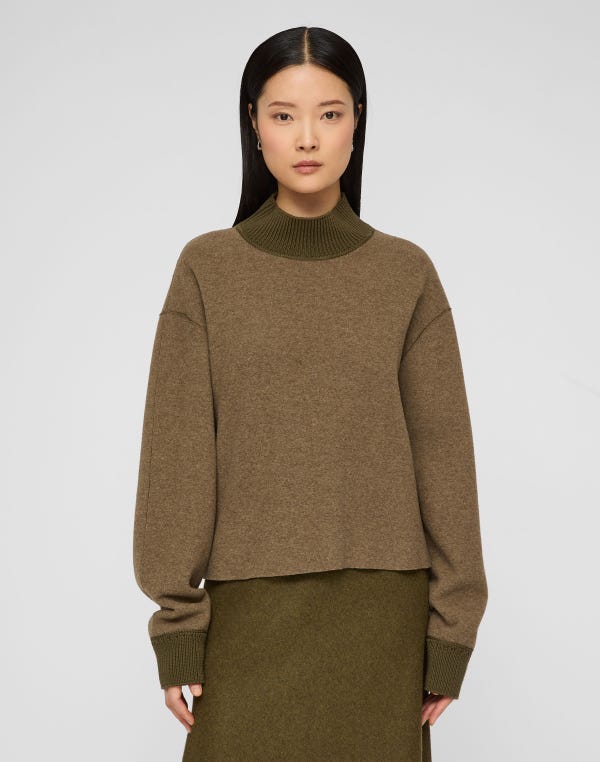 Lafayette148 Wool-Cashmere Double Face Jersey Reversible Top
