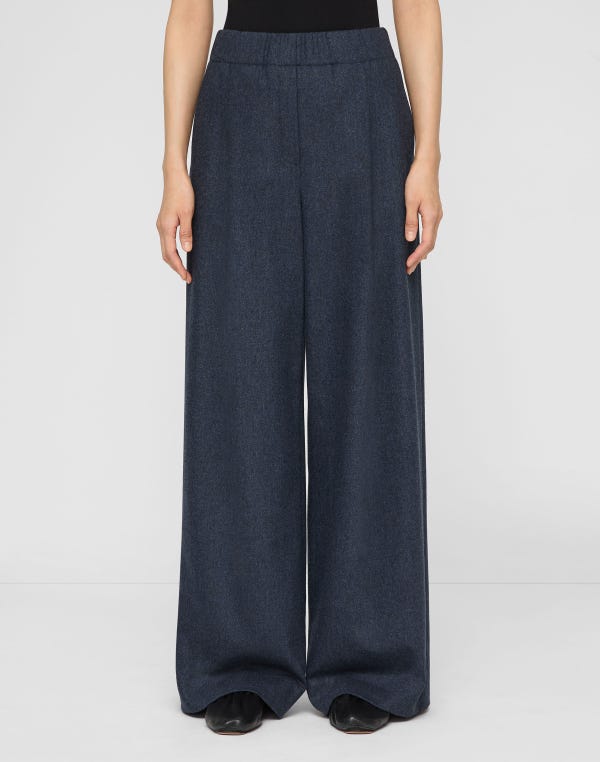 Lafayette148 Wool-Cashmere Flannel Astor Pleated Wide Leg Pant