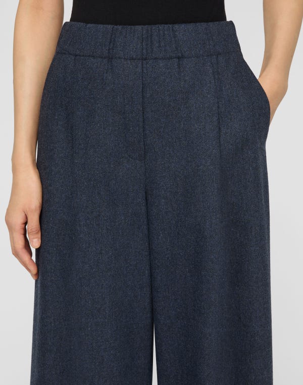Lafayette148 Wool-Cashmere Flannel Astor Pleated Wide Leg Pant