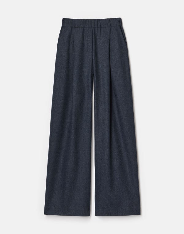 lafayette148 Wool-Cashmere Flannel Astor Pleated Wide Leg Pant