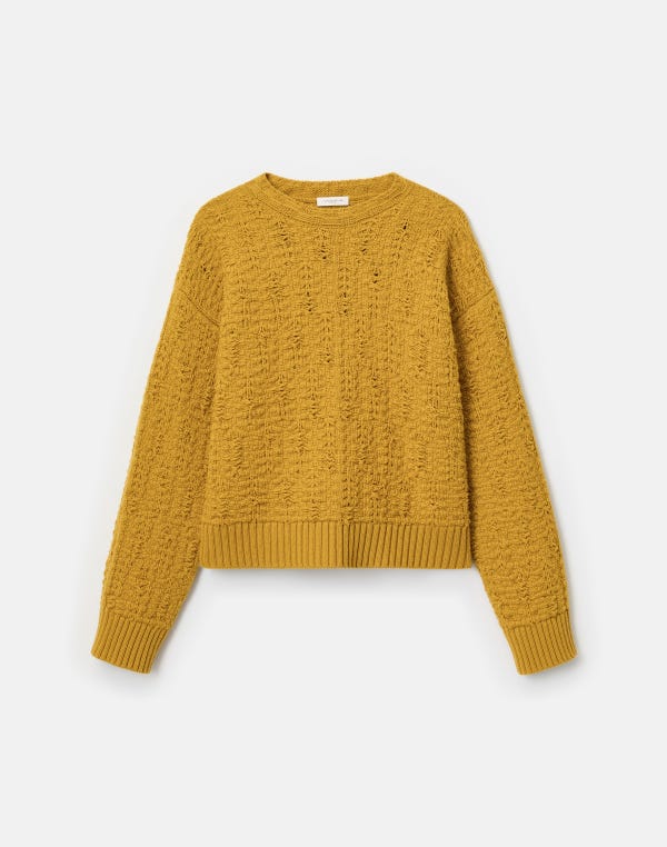 lafayette148 Wool-Cashmere Textured Stitch Crewneck Sweater