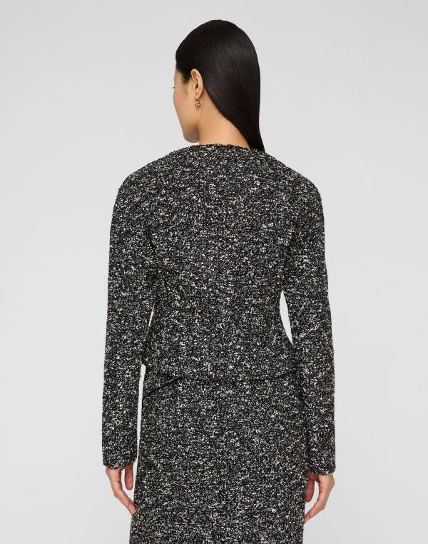 Lafayette148 Wool-Cotton Bouclé Tweed Asymmetric Fitted Jacket