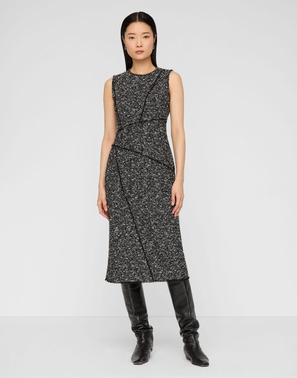 Lafayette148 Wool-Cotton Bouclé Tweed Sleeveless Sheath Dress
