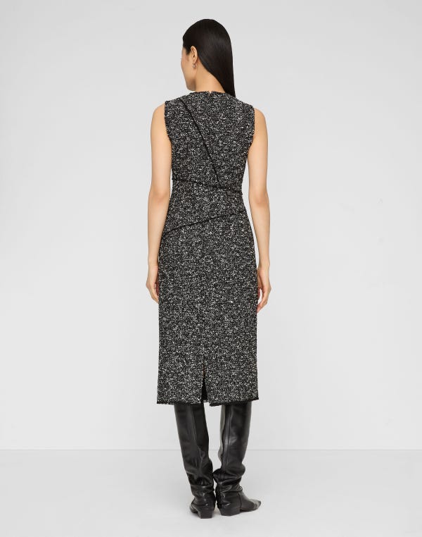 Lafayette148 Wool-Cotton Bouclé Tweed Sleeveless Sheath Dress