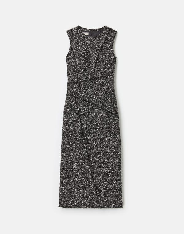 lafayette148 Wool-Cotton Bouclé Tweed Sleeveless Sheath Dress