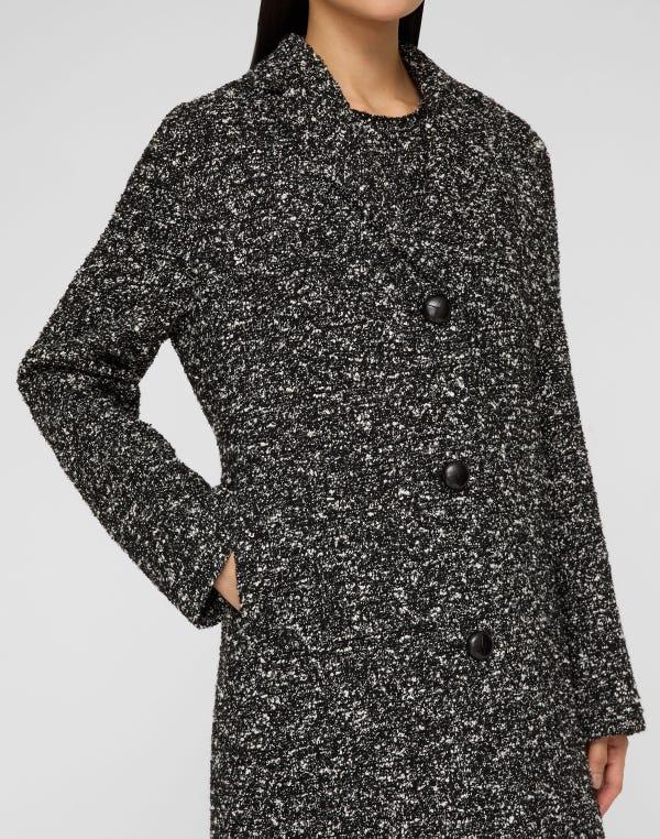 Lafayette148 Wool-Cotton Bouclé Tweed Three Button Coat