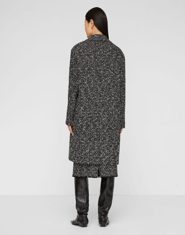 Lafayette148 Wool-Cotton Bouclé Tweed Three Button Coat