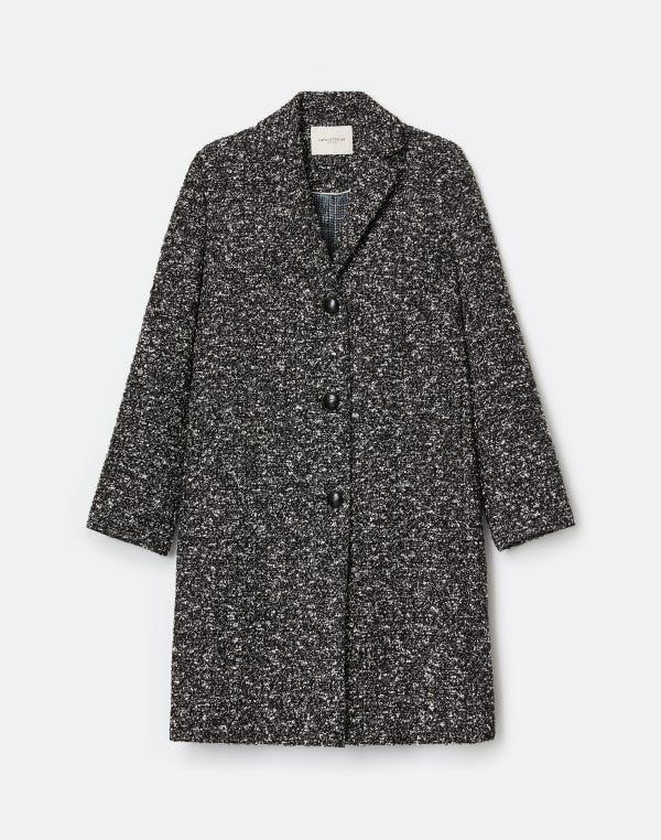lafayette148 Wool-Cotton Bouclé Tweed Three Button Coat