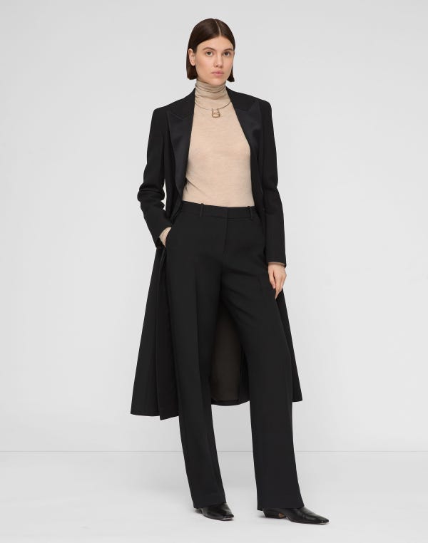 Lafayette148 Wool-Silk Crepe Gates Tuxedo Stripe Pant