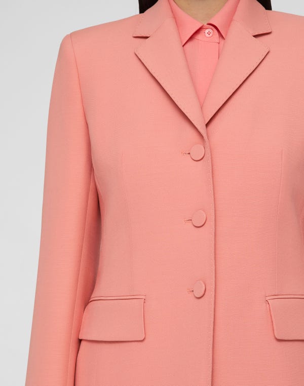 Lafayette148 Wool-Silk Crepe Three-Button Academy Blazer