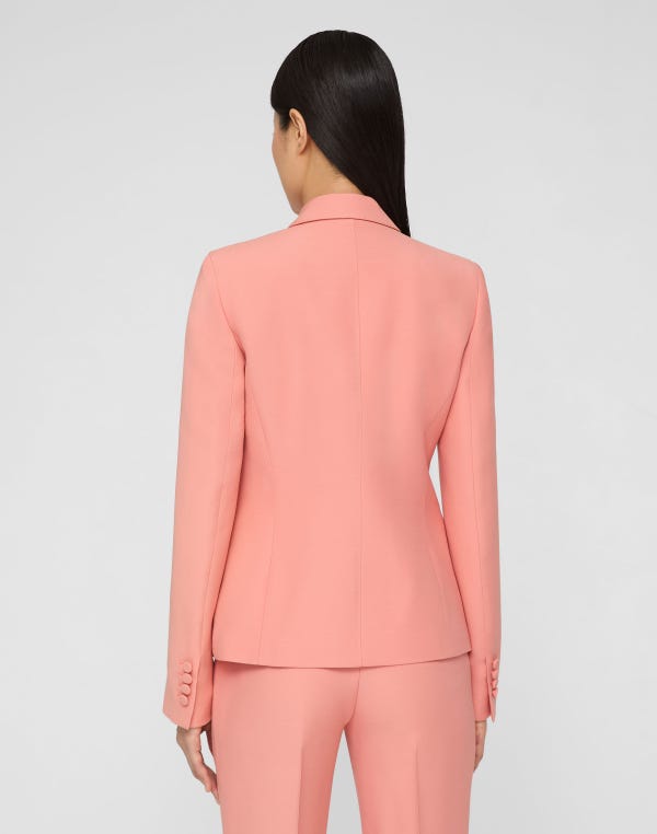 Lafayette148 Wool-Silk Crepe Three-Button Academy Blazer