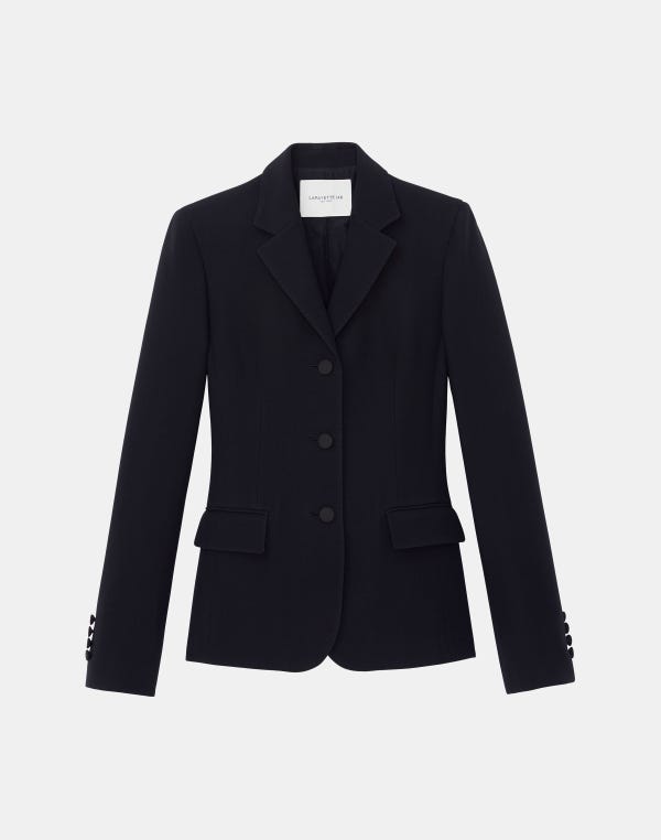 lafayette148 Wool-Silk Crepe Three-Button Academy Blazer