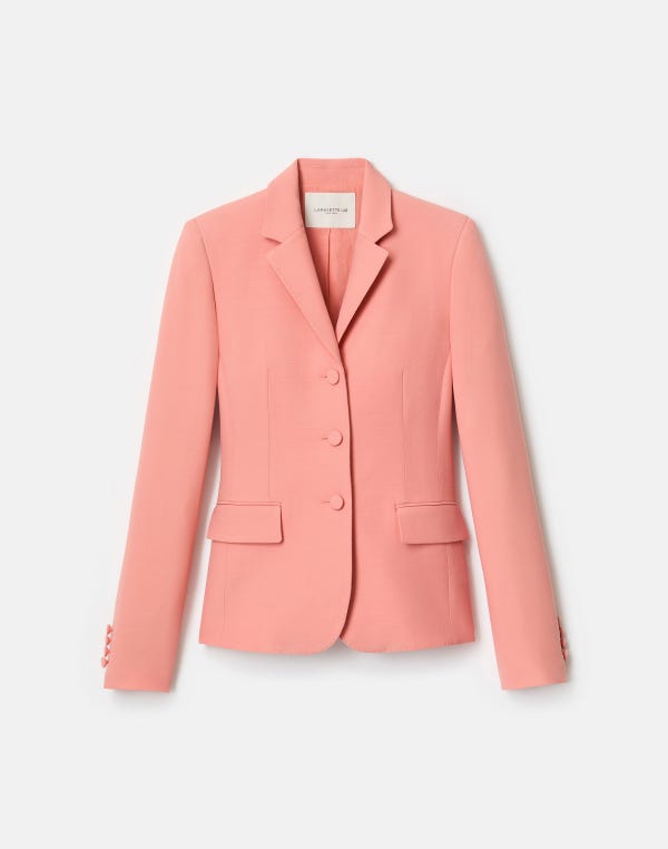 lafayette148 Wool-Silk Crepe Three-Button Academy Blazer