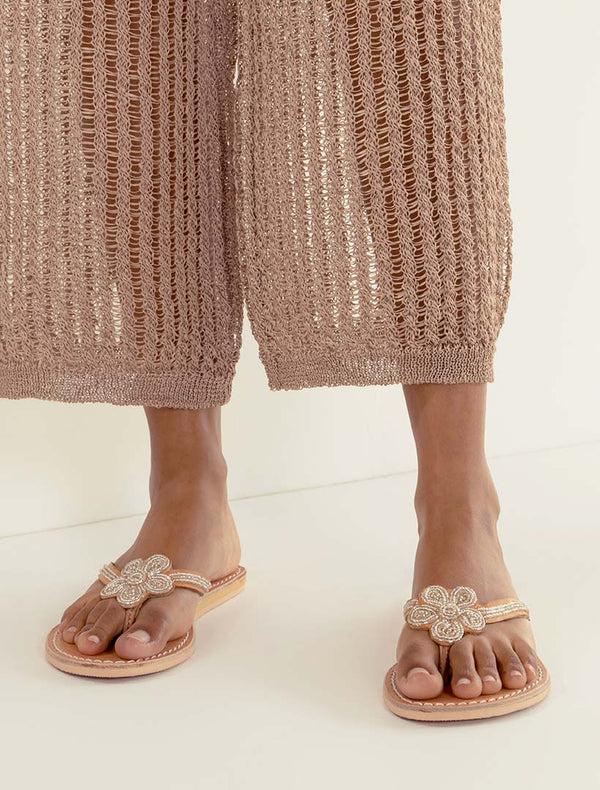 Laidbacklondon Amber Flat Light Brown Leather Silver