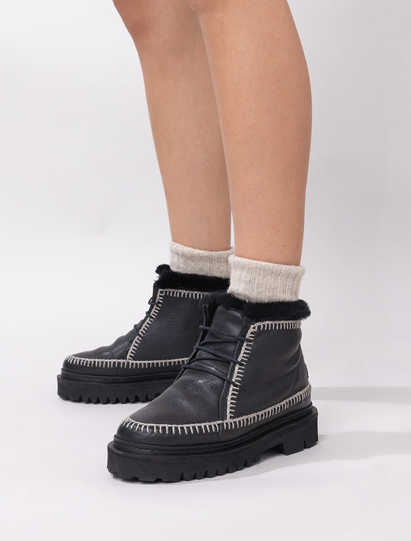 Laidbacklondon Argo 3.0. Crochet Black Leather Light Grey