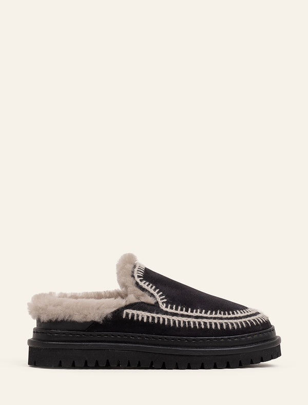 laidbacklondon Jun 4.0. Slippers Black Suede Light Grey