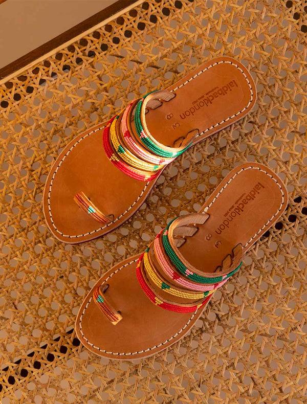 Laidbacklondon Kamba SSR Leather Sandal Emerald Mix