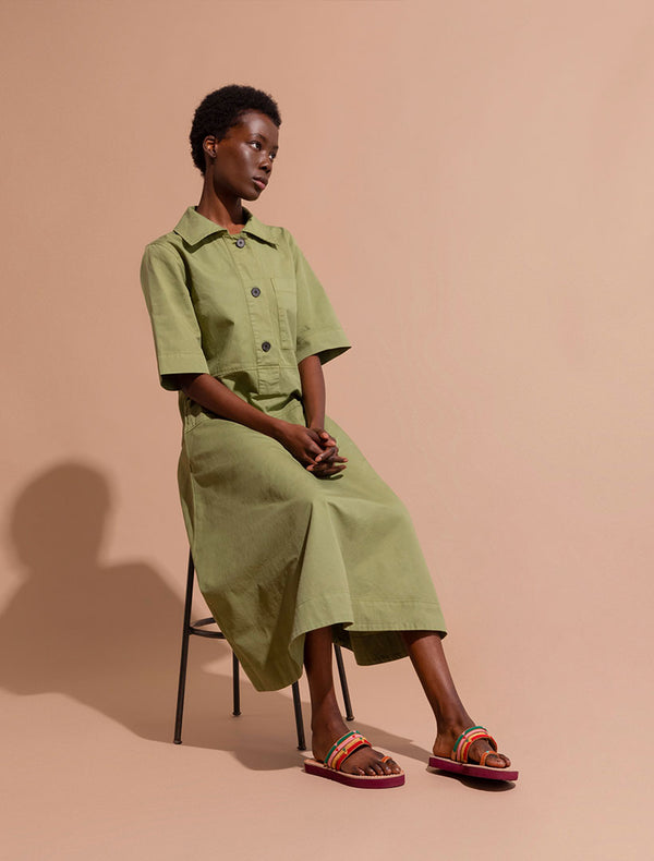 Laidbacklondon Kamba SSR Leather Sandal Emerald Mix