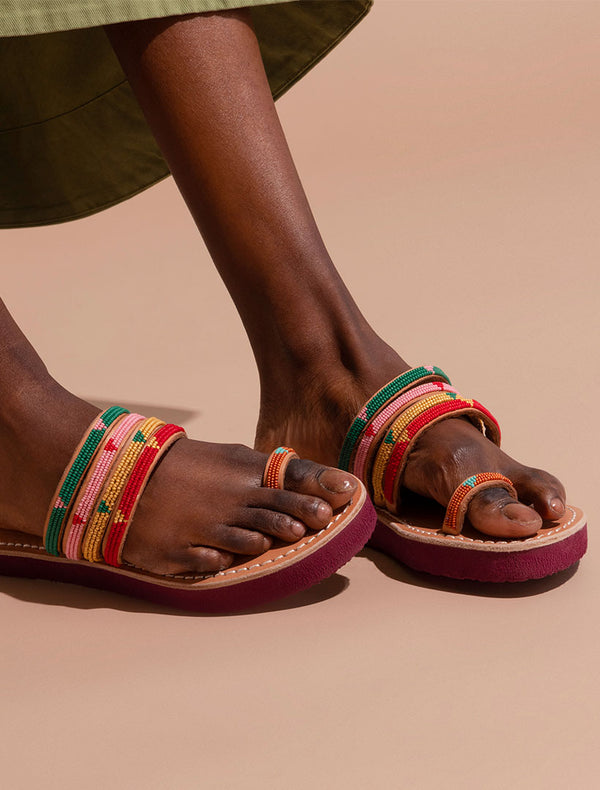 laidbacklondon Kamba SSR Leather Sandal Emerald Mix