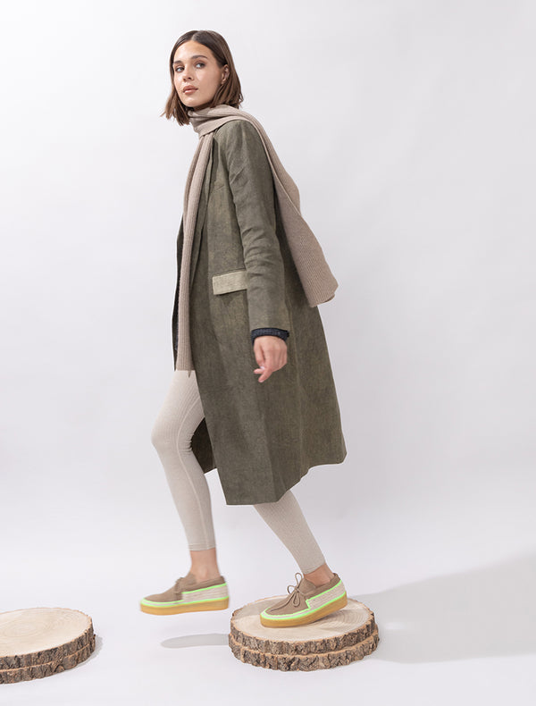 Laidbacklondon Komo Crochet Moccasin Otter Neon Green