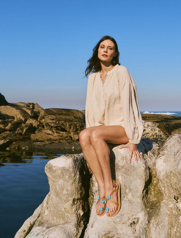 Laidbacklondon Blyth Flat Sandal Turquoise