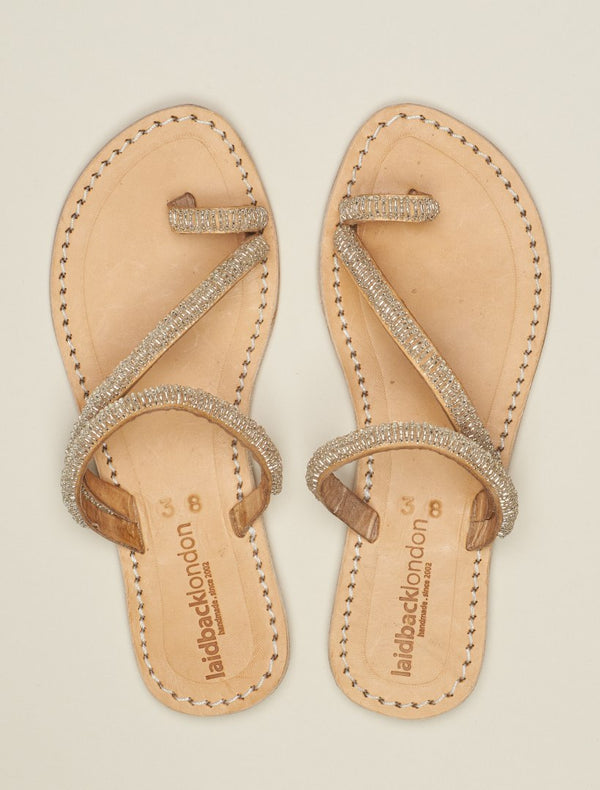 laidbacklondon Diani Flat Leather Sandal Silver