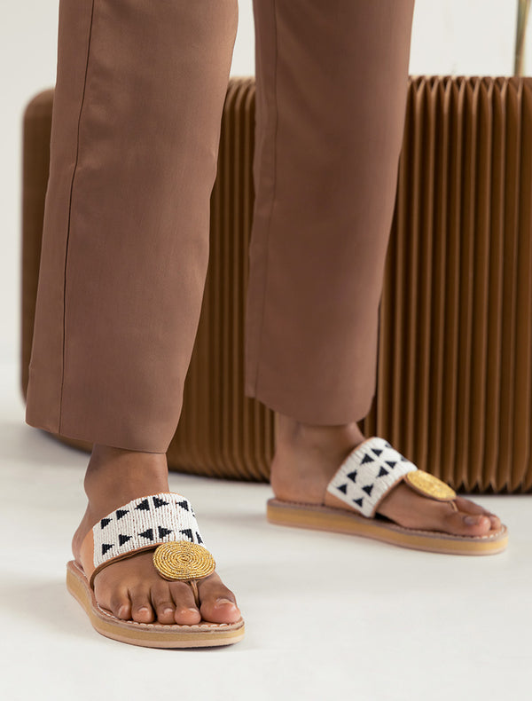 laidbacklondon Heron LP Leather Sandal Black White