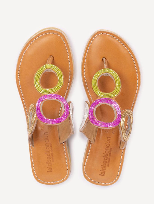 laidbacklondon Iroh LP Leather Sandal Lime Mix