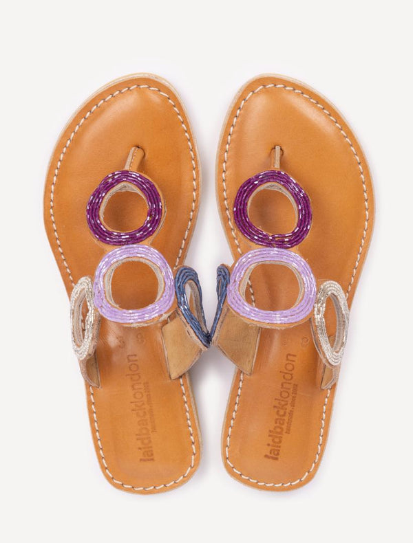 laidbacklondon Iroh LP Leather Sandal Plum Mix