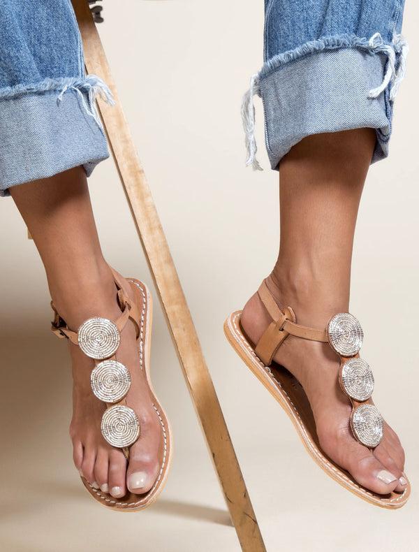Laidbacklondon Isko Flat Leather Sandal Silver