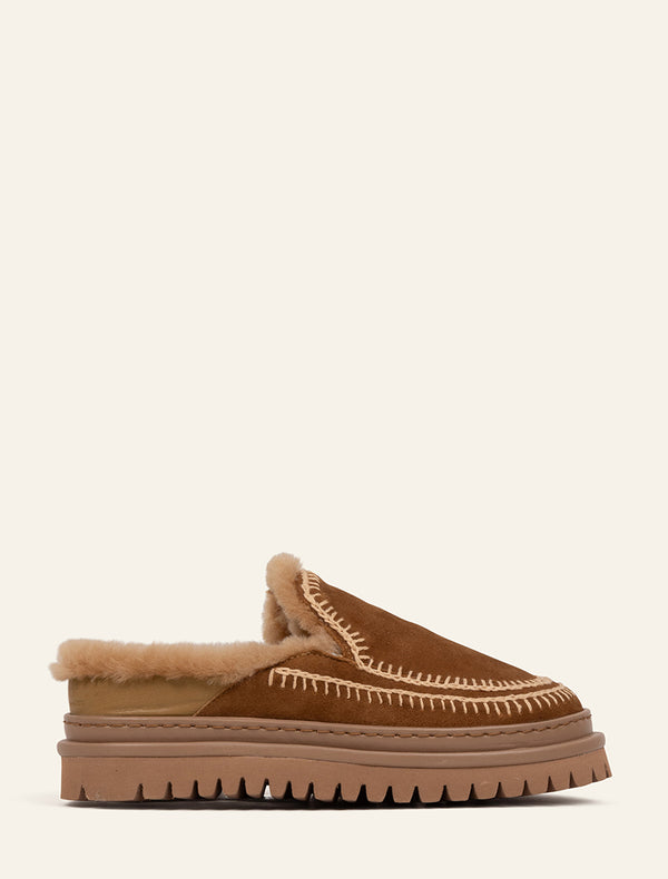 laidbacklondon Jun 4.0. Slippers Nutmeg Suede Beige