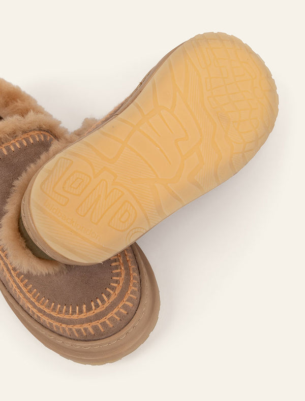 Laidbacklondon Jun 4.1. Slippers Taupe Suede Peach