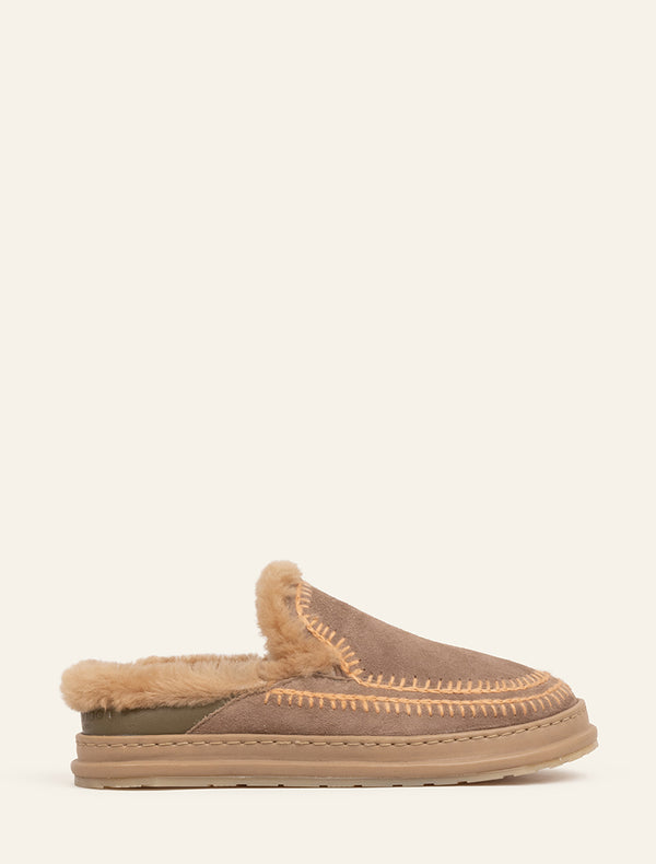 laidbacklondon Jun 4.1. Slippers Taupe Suede Peach