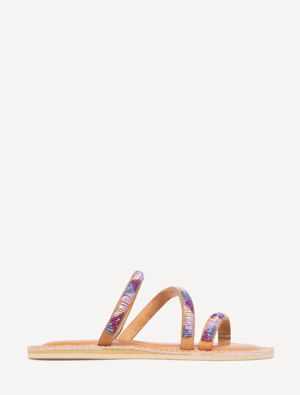 Laidbacklondon Kilifi Flat Leather Sandal Plum Mix