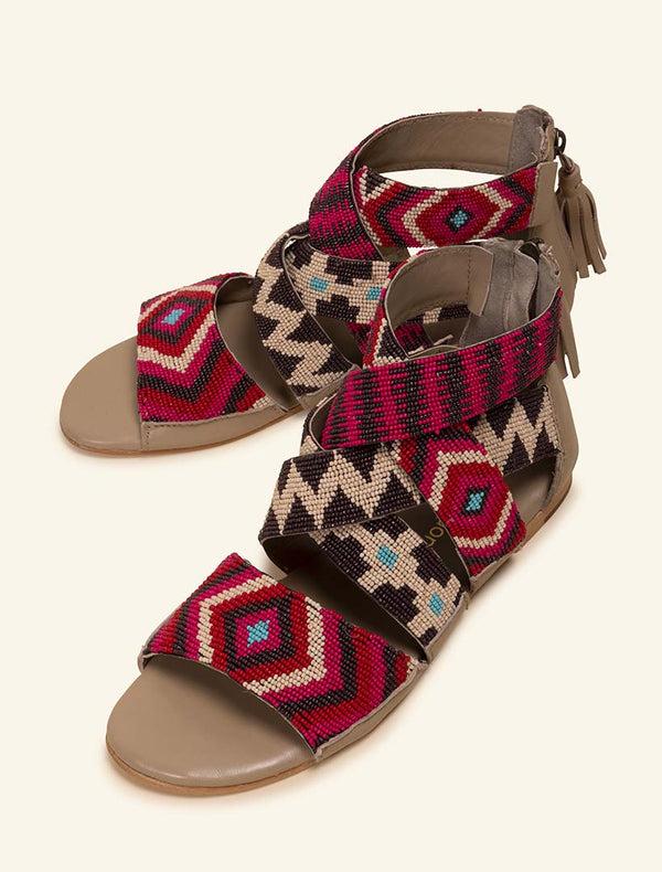 Laidbacklondon Mauri Flat Nude Leather Sandal