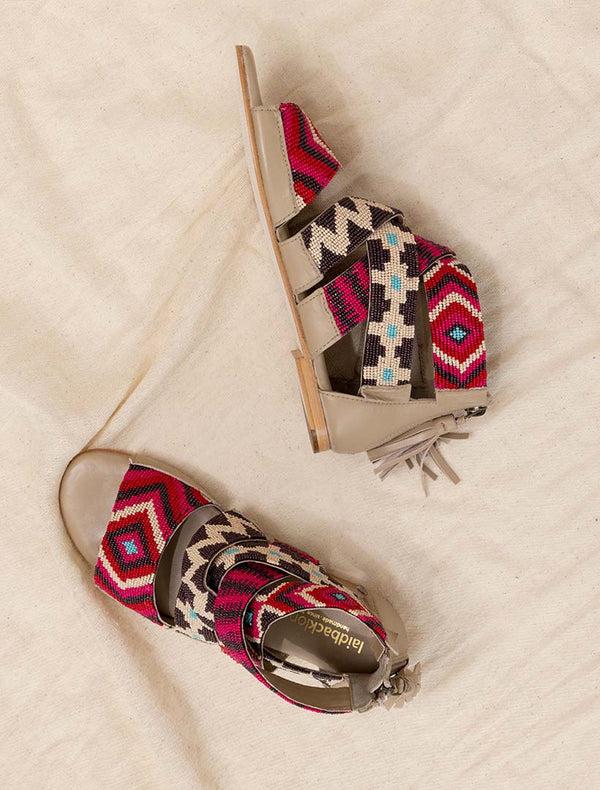 Laidbacklondon Mauri Flat Nude Leather Sandal