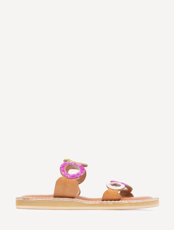 Laidbacklondon Russet LP Leather Sandal Lime Mix