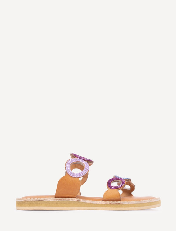 Laidbacklondon Russet LP Leather Sandal Plum Mix