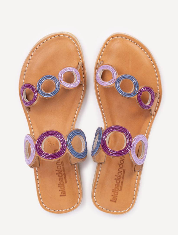 laidbacklondon Russet LP Leather Sandal Plum Mix