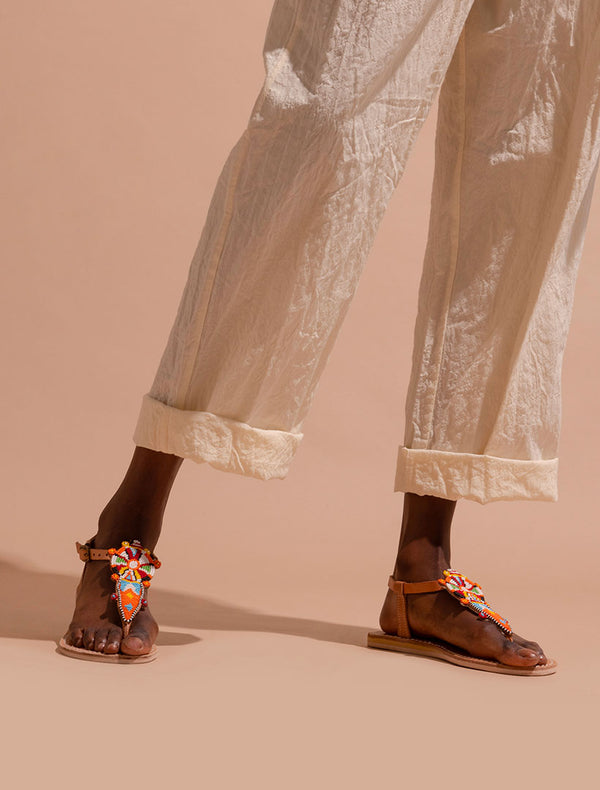 Laidbacklondon Scar Flat Leather Sandal Tribal