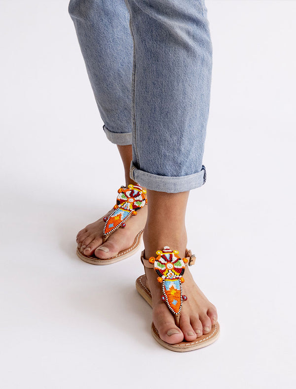 Laidbacklondon Scar Flat Leather Sandal Tribal