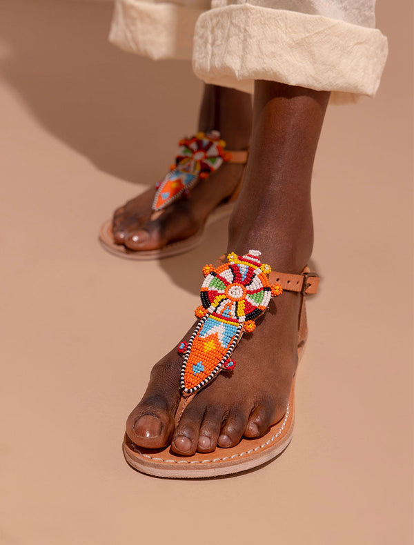 laidbacklondon Scar Flat Leather Sandal Tribal