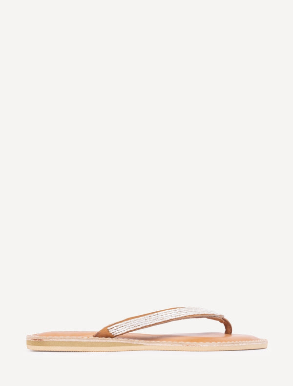 Laidbacklondon Seri Flat Leather Sandal Cream
