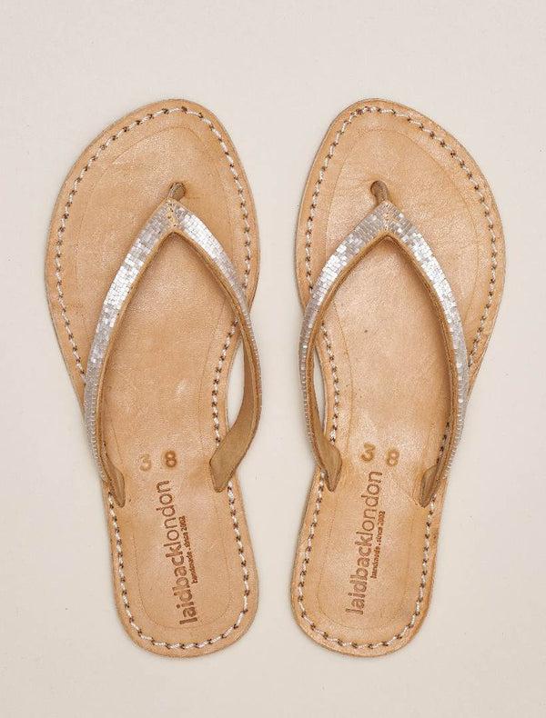 Laidbacklondon Seri Flat Leather Sandal Snow White