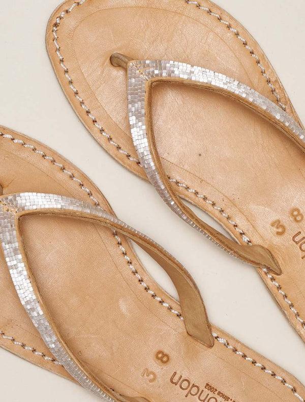 Laidbacklondon Seri Flat Leather Sandal Snow White