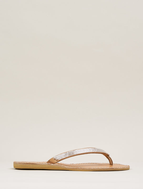 Laidbacklondon Seri Flat Leather Sandal Snow White