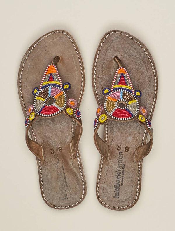 Laidbacklondon Shibli SSR Leather Sandal Red Mix