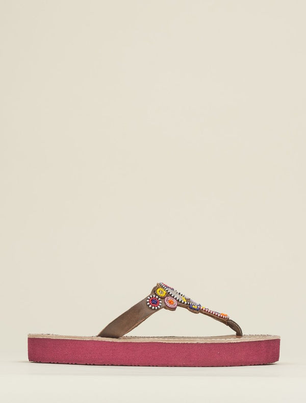 Laidbacklondon Shibli SSR Leather Sandal Red Mix